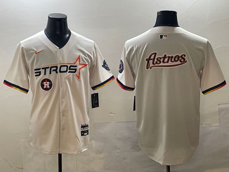 Men Houston Astros Blank Cream Three generations Joint Name 2025 Nike MLB Jersey style 16->houston astros->MLB Jersey